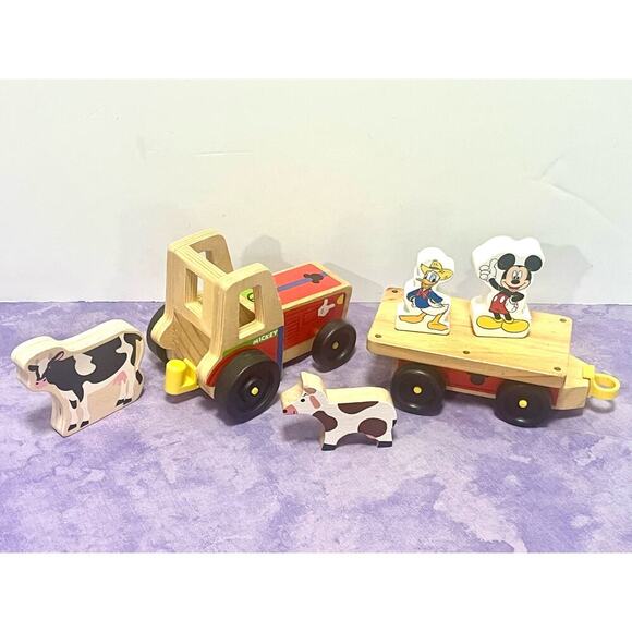 Disney Melissa & Doug Mickey Mouse Clubhouse On The Farm Wooden Tractor Set - Picture 5 of 5